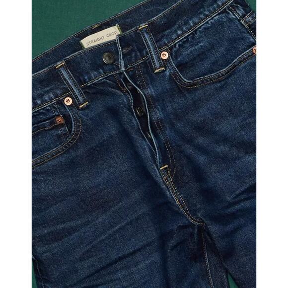 American Eagle AE77 Premium Straight Crop Jeans Sz 4 Button Fly Organic Cotton - Picture 7 of 16